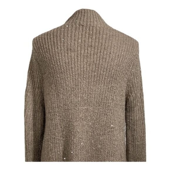 Chico’s Size 1 (M) Brown Chunky Knit Mock Neck Sequin Sweater ✨ Cozy Fall - Picture 5 of 9